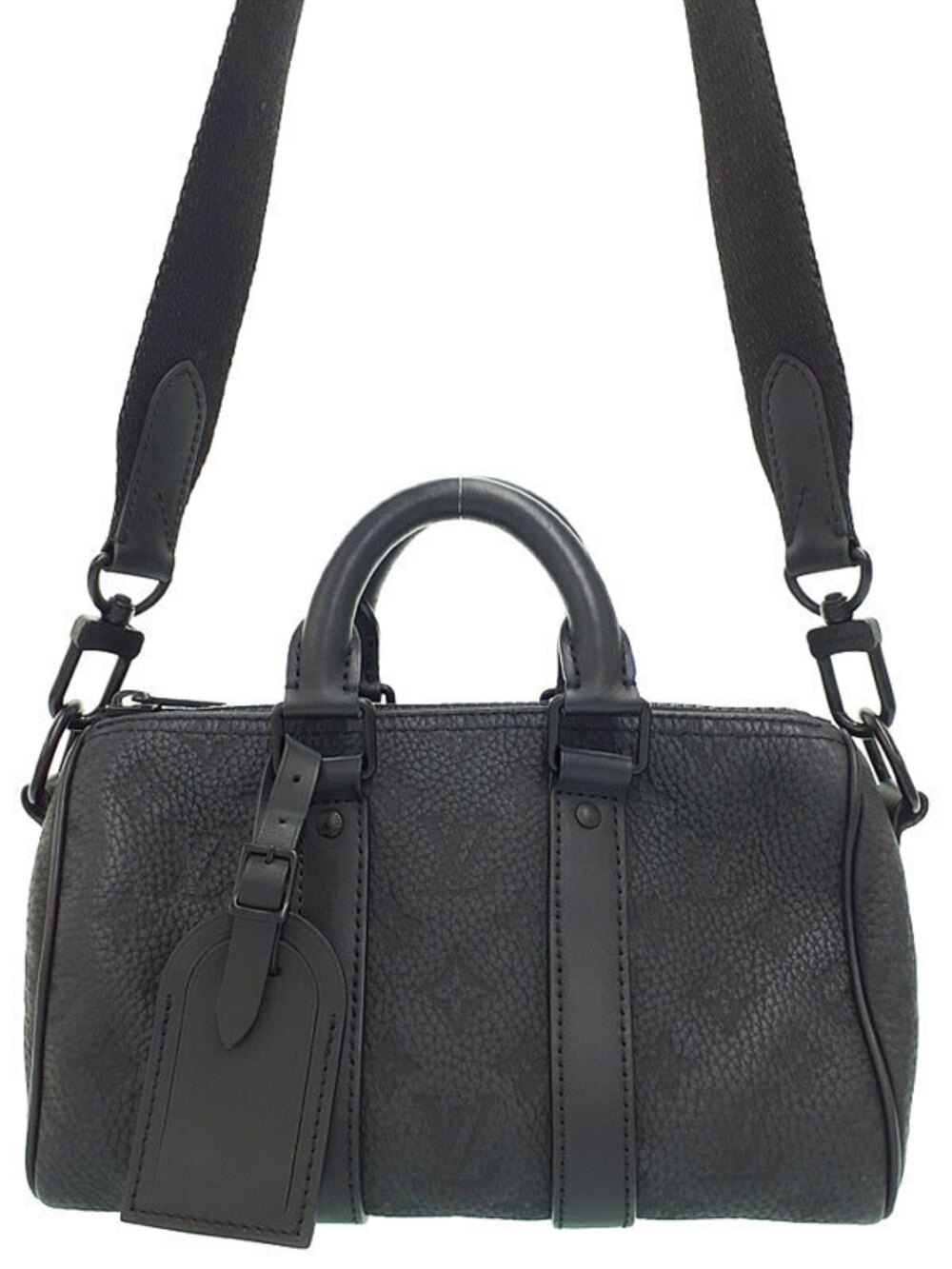 Louis Vuitton Taurillon Monogram Keepall Bag Leather Travel Bag Black